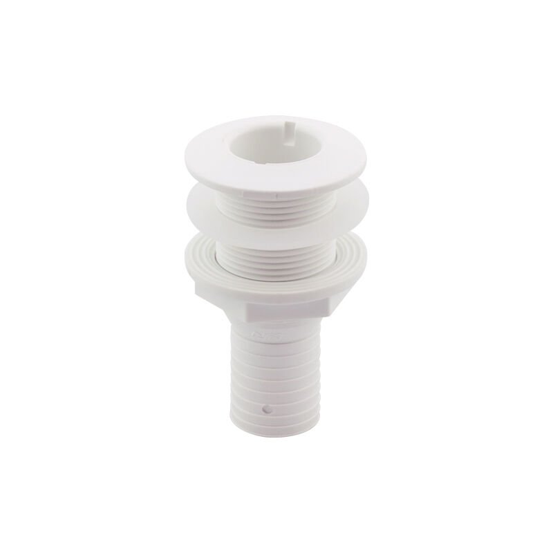 Thru-Hull Fitting 1 1/4'', w/Hose Barb Ø32mm & Washer, White, ISO