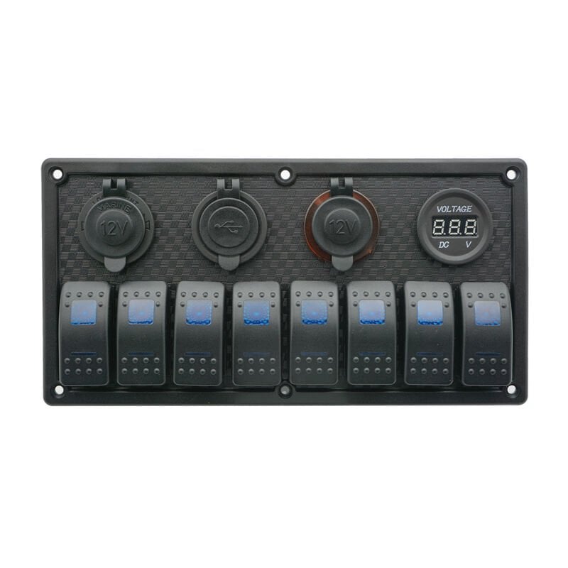 Rocker Switch Panel with LED, 12V/24V, (8 Rockers)