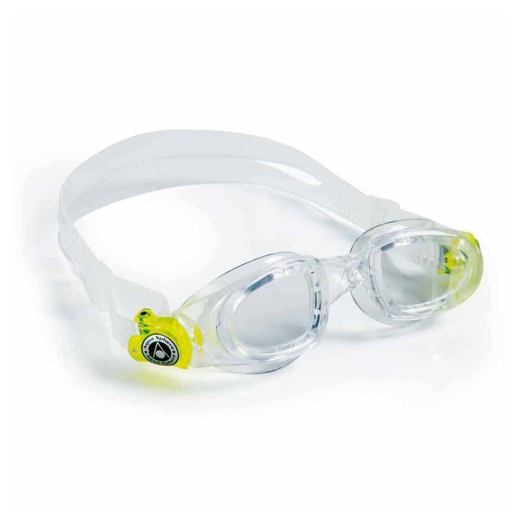 Aqua Sphere Moby Kid Şeffaf Cam - Şeffaf/Lime Çerçeve - Şeffaf Etek Yüzücü Gözlüğü
